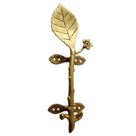Golden Brass Leaf Figurine Door Handle