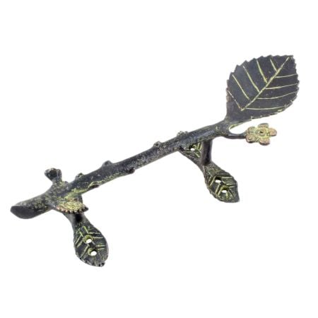 Brass Single Big And Small Leaves Door Handle Antique Finish