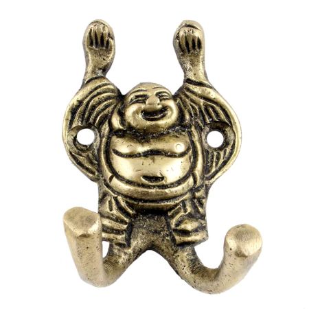 Brass Laughing Buddha Twin Wall Hook