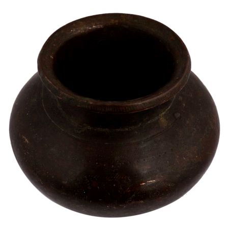 Brass Worship Pot With Carved Floral Design