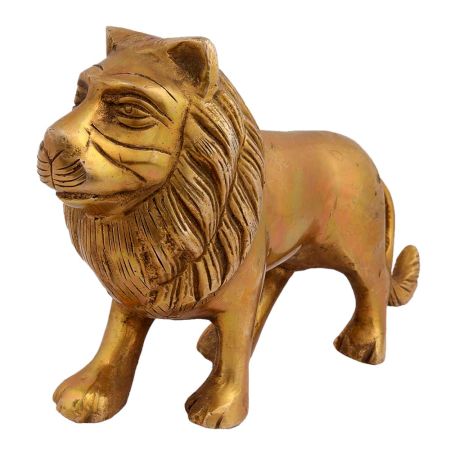 Brass Metal Figurine Standing Lion For Decoration