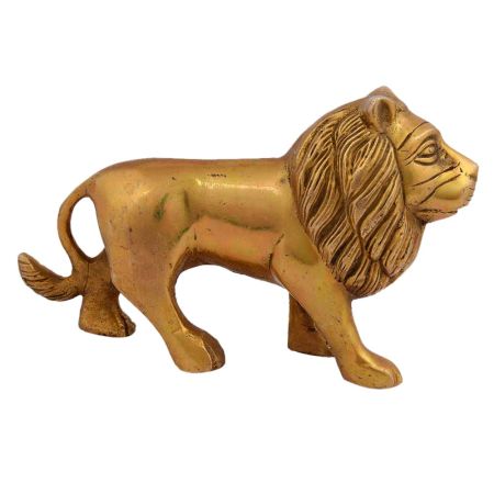 Brass Metal Figurine Standing Lion For Decoration