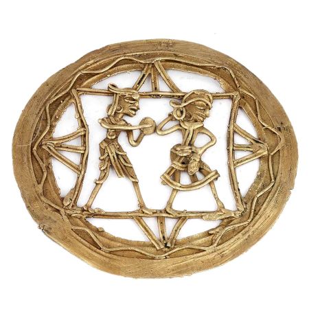 Brass Dhokra Working Couple Wall Hanging Plaque
