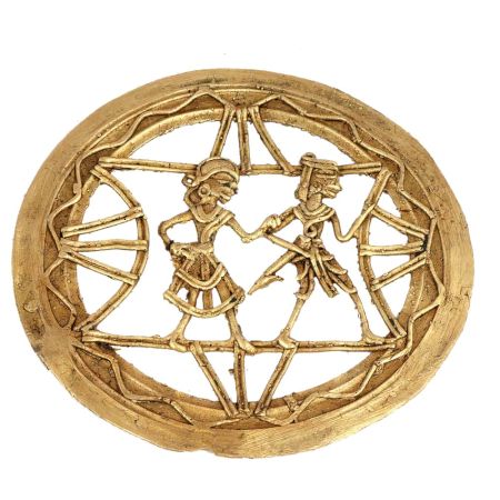 Brass Wall Art Depicting Village Couple