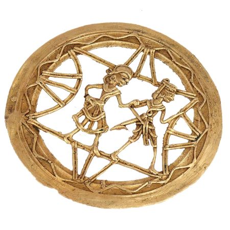 Brass Wall Art Depicting Village Couple