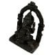 Black Brass Sitting Ganesha Statue With Prabhavali