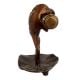 Funny Brass Weight Lifting Frog Statue Standing On Leaf
