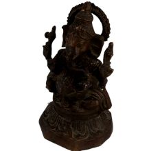 Brass Sitting Ganesha Statue On lotus Base