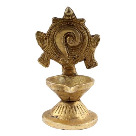 Religious Shankha Chakra Design Oil Lamp Diya For Festival