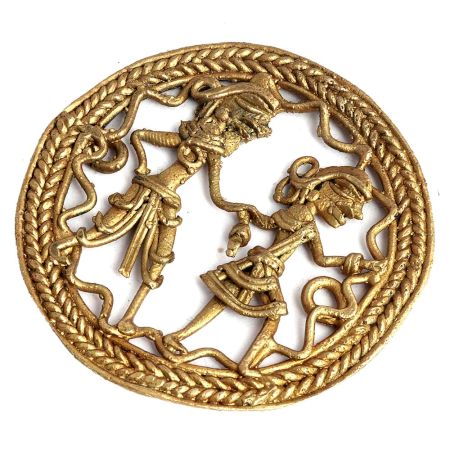 Round Rope Border Couple Brass Dhokra Art