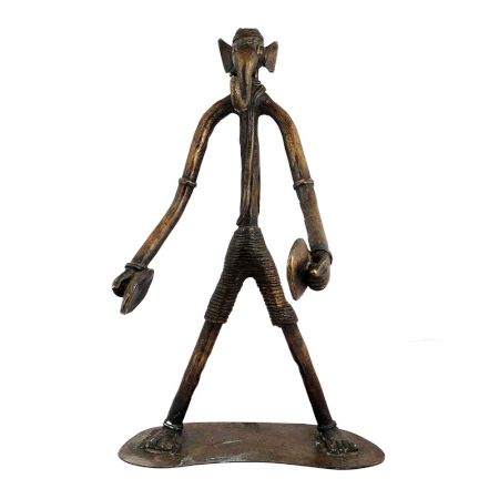 Brass Tribal Musical Ganesha Elongated Form