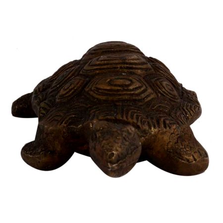 Old Brass Engraved Tortoise Figurine With Shell