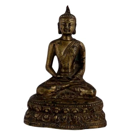 Brass Buddha Statue Sitting In Meditation