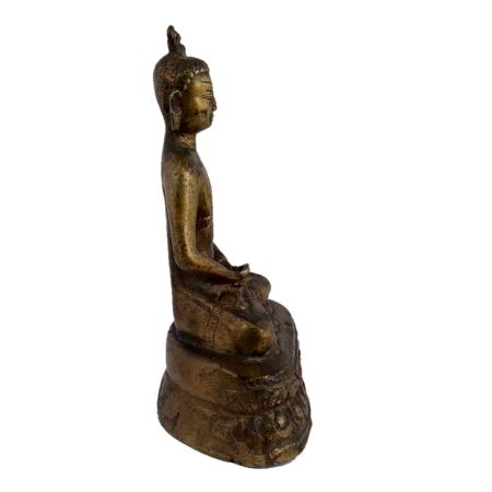 Brass Buddha Statue Sitting In Meditation