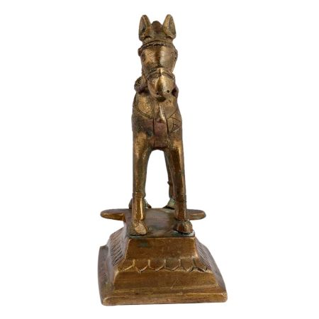 Tribal Golden Brass Standing Horse Statue