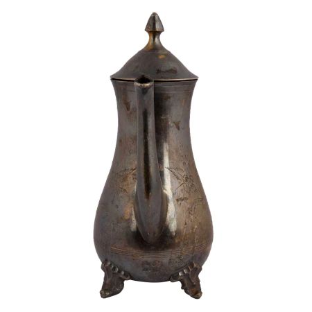 Brass Tea Coffee Pot With Engraved Floral Design