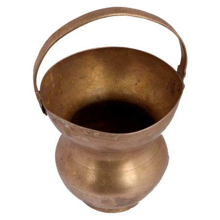 Traditional Brass Kamandle With Handle For Worship