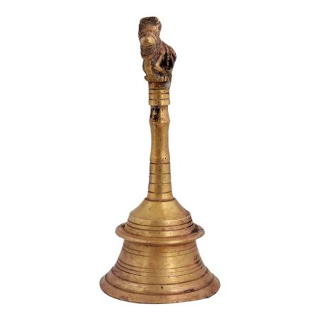 Brass Hand Held Worship Bell With Nandi Finial