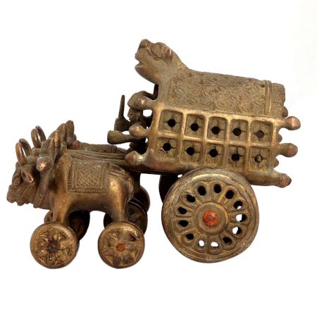 Brass Vintage Bullock Cart Statue  Home Decoration