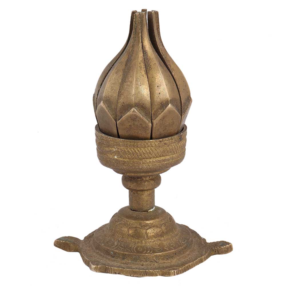 Brass Lotus Flower Rotating Candle Holder