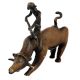 Brass Tribal Rider on Bull Statue