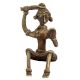 Brass Sitting Tribal Women Combing Hair looking Into A Mirror
