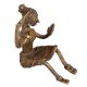 Brass Sitting Tribal Women Combing Hair looking Into A Mirror