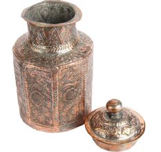 Copper Jar Canisters Hand-Embossed with Floral Motif