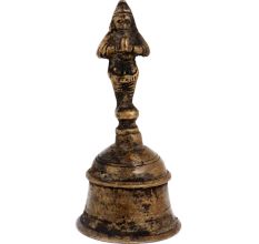Brass Handheld Worship Bell With Goddess Finial