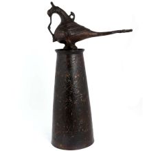 Vintage Brass Bell With Flat Etched Bird Handle