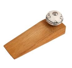 Black Leaf Ceramic Floral Wooden Door Stopper