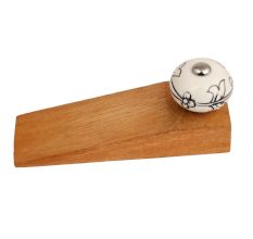 Black Leaf Ceramic Floral Wooden Door Stopper