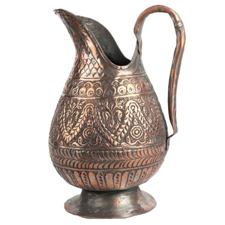 Handmade Copper Vintage Floral Engraved Jug