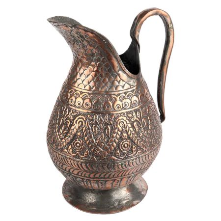 Handmade Copper Vintage Floral Engraved Jug