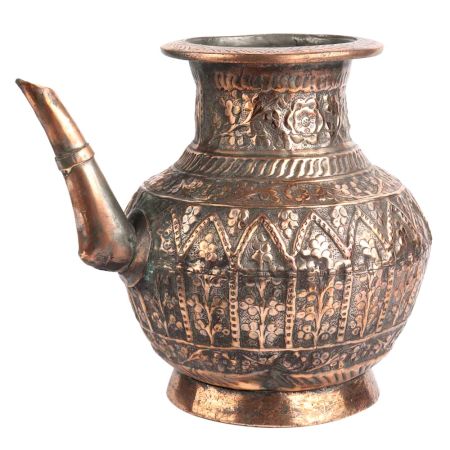 Copper Floral Engraved Islamic Style Holy Water pot