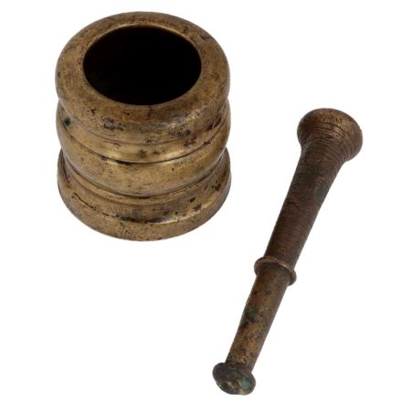 Brass Khal Batta Mortar And Pestle Set