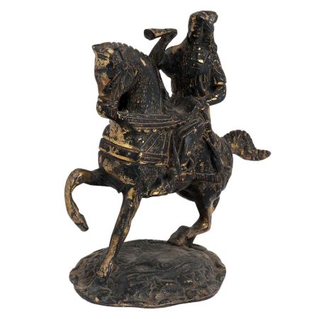 Brass Soilder Statue Riding Horse and Blowing Trumpet