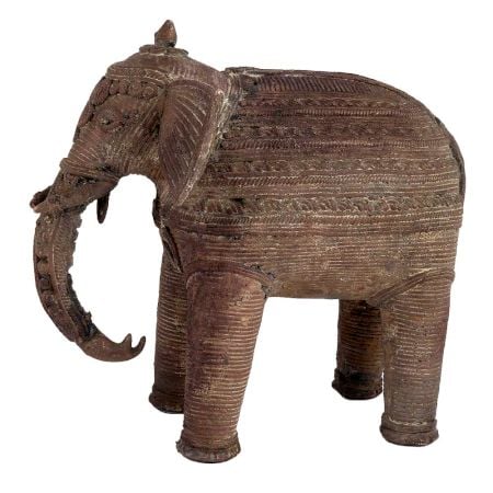 Tribal Brass Elephant Standing For Gifting And Decoration