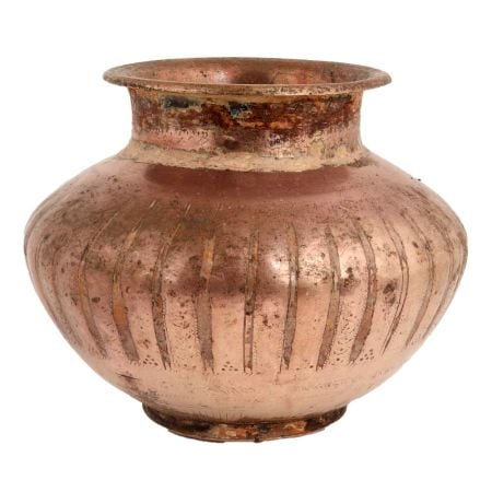 Copper Fluted Design Holy Water Pot
