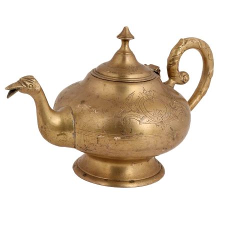Brass Tea Pot Engraved Bird Stout Islamic Style Pot
