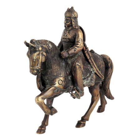 Brass Indian Solider Historic Statue