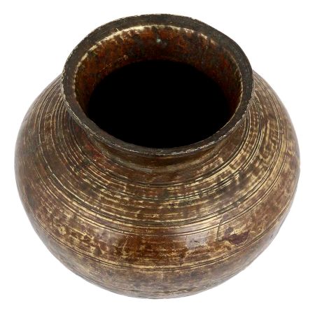 Old Brass Pot With Faded Design Collectors Choice