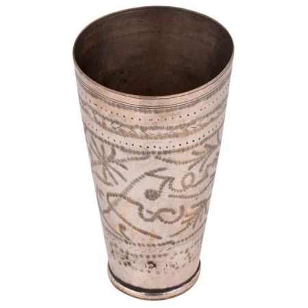 Jai Hind Carved Brass Lassi Punjabi Glass