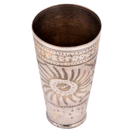 Sunflower Carved Tall Brass Lassi Glass