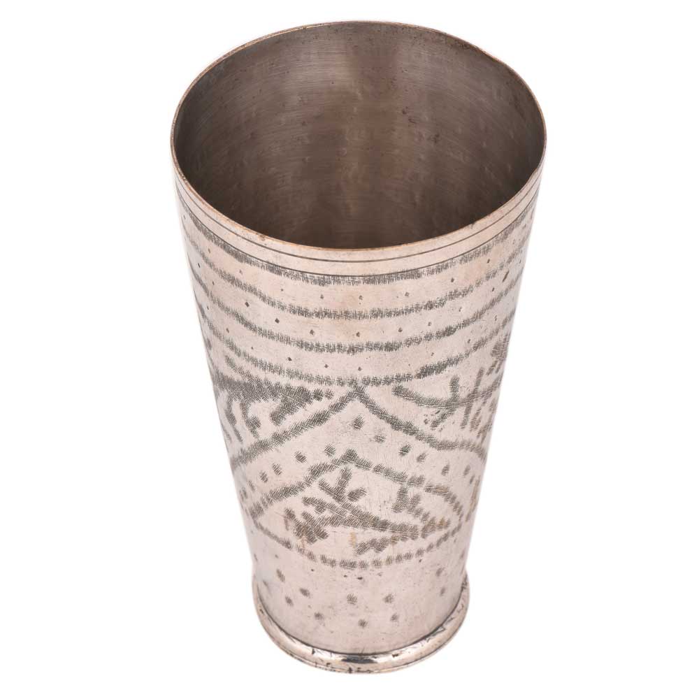 Brass Lassi Glass With Engraved Leaf design In Arch