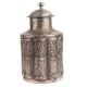 Etched Copper Jar Repouse Floral Motifs Lidded Canister