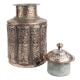 Etched Copper Jar Repouse Floral Motifs Lidded Canister