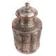 Etched Copper Jar Repouse Floral Motifs Lidded Canister
