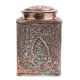Copper Jar Canister With Repousse Floral Work With Knob