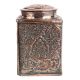 Copper Jar Canister With Repousse Floral Work With Knob